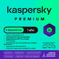 ESD KASPERSKY PREMIUM 5 DISP 3 CUENTAS KPM 1 AÑO ESD KASPERSKY PREMIUM 5 DISP 3 CUENTAS KPM 1 AÑO